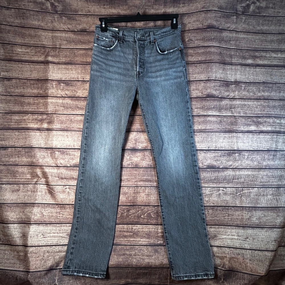 Levis Premium 501 Original Grey Straight Leg Jeans 28 32 Button Fly 12501-0303